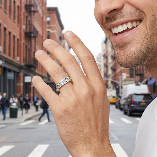 P3 POMPEII3 Pompeii 1/4ct Channel Set Diamond Ring 14K White Gold Mens Wedding Band - Size 10