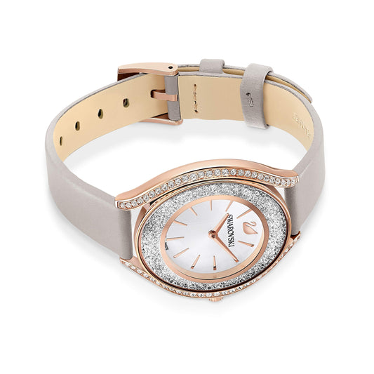 Swarovski Crystalline Aura Gray Leather Watch