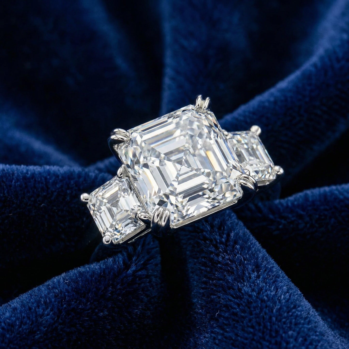 P3 POMPEII3 Pompeii Certified 6Ct Asscher Cut Diamond Engagement Ring 14k Gold Lab Grown - Size 5 (E/F,VS1-VS2)