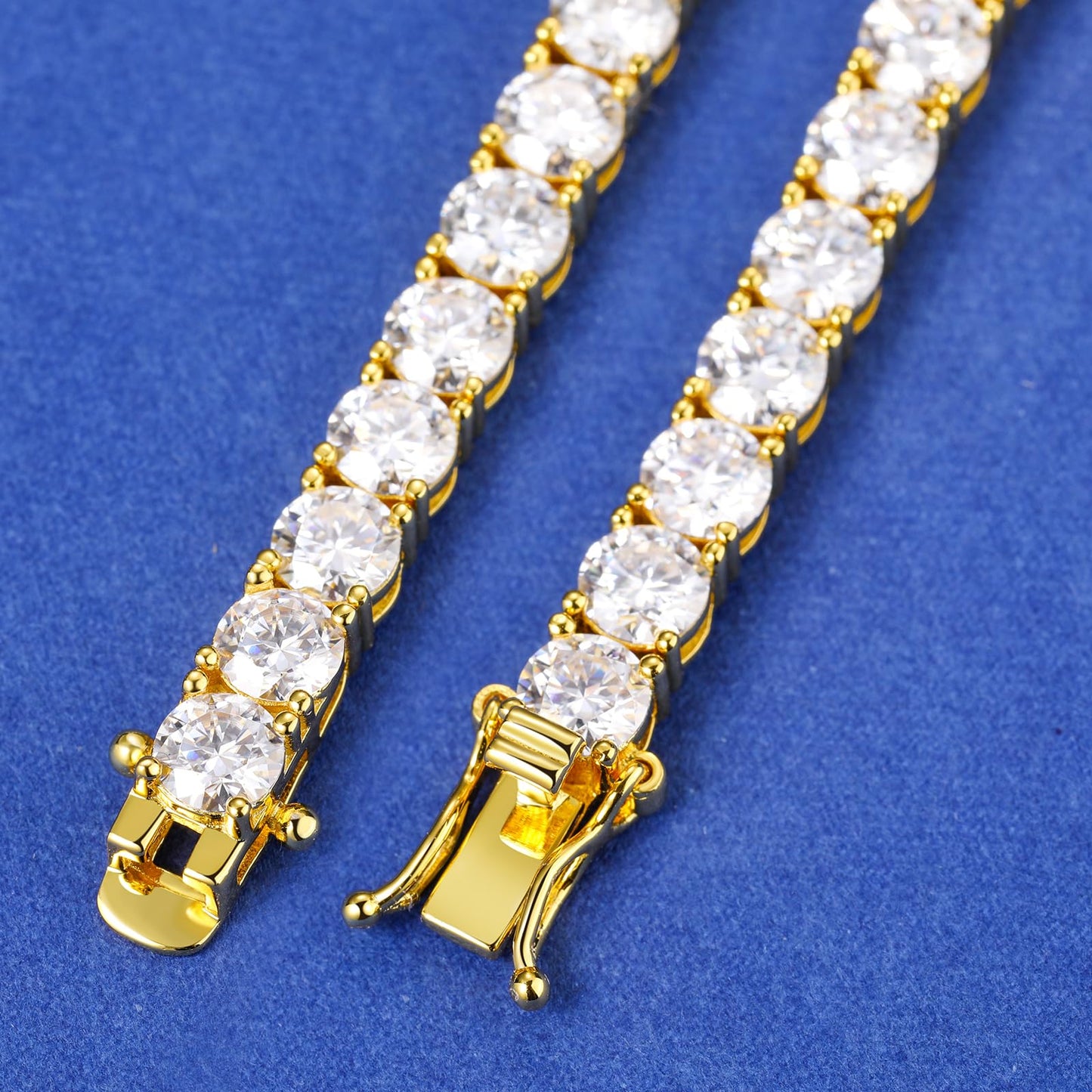 TUHE GRA Certified Moissanite Tennis Necklace for Men & Women (17.3CT - 18K Gold)