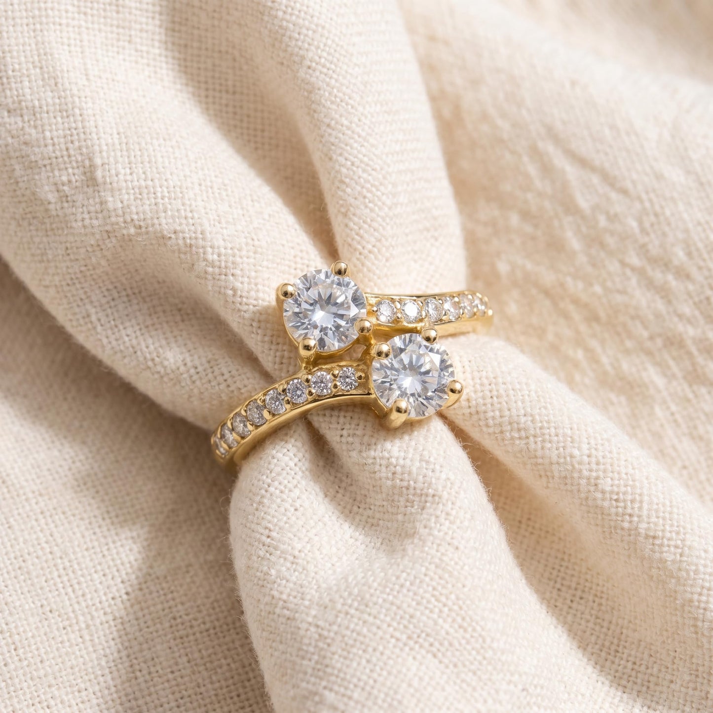 Pompeii 1 1/2 cttw Forever Us 2-Stone Diamond Engagement Forever Us Ring 14k Yellow Gold - Size 8