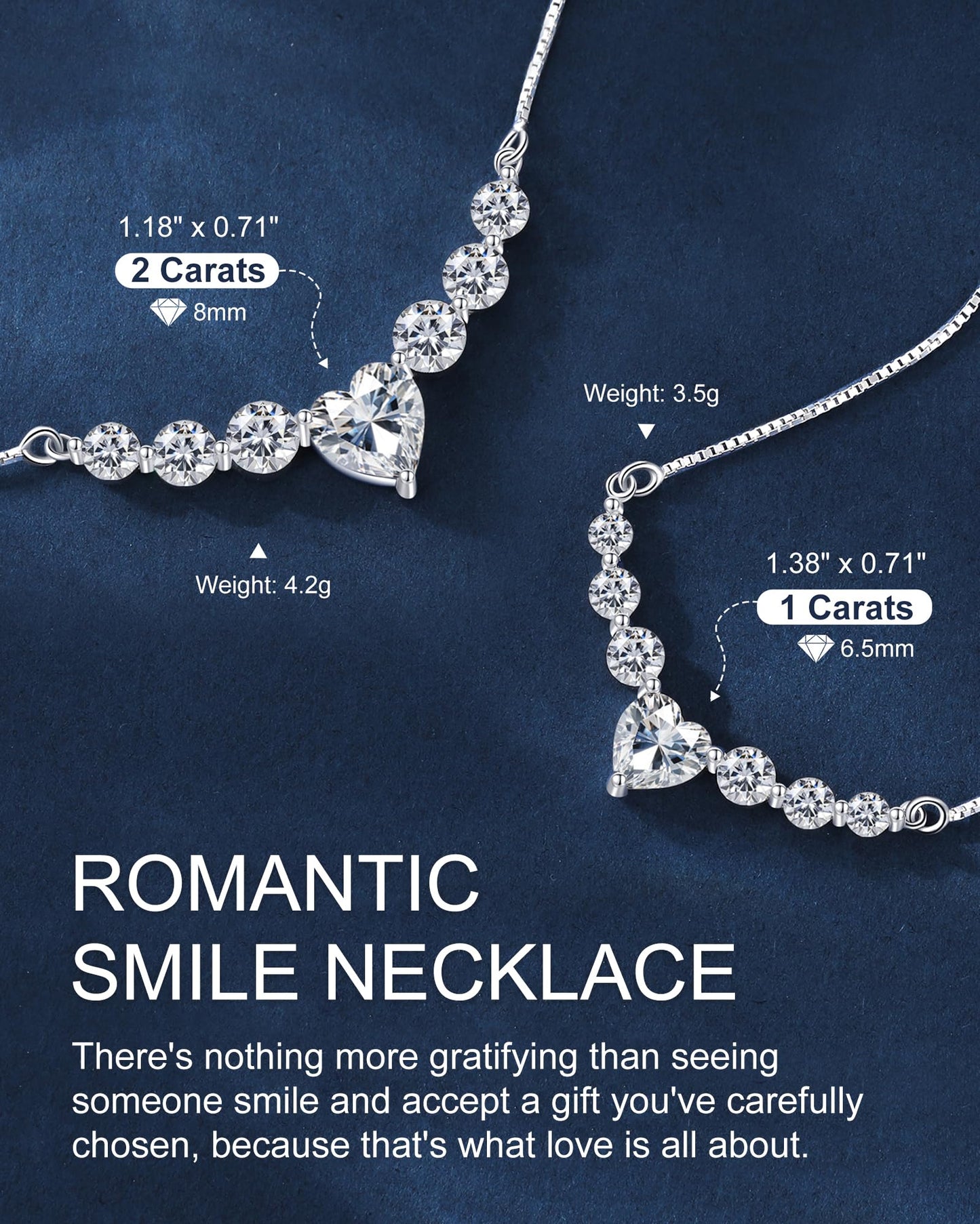N9NEMUSES 4.4 Carat Heart Moissanite Necklace - Engraved Gift for Her