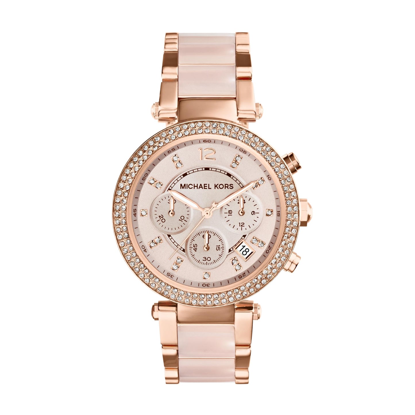 Michael Kors Women's Parker Rose Gold-Tone and Blush Acetate Chronograph Watch