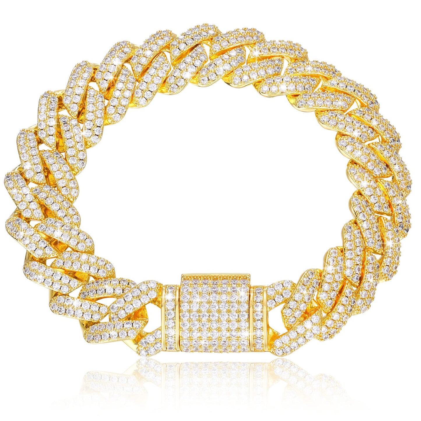 TUHE GRA Certified Moissanite Cuban Link Bracelet (6mm - 18K Gold)