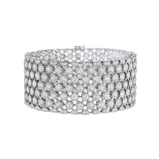 Leviev Honeycomb 18K White Gold Natural Diamond Bracelet (17.25 CT VVS-VS)
