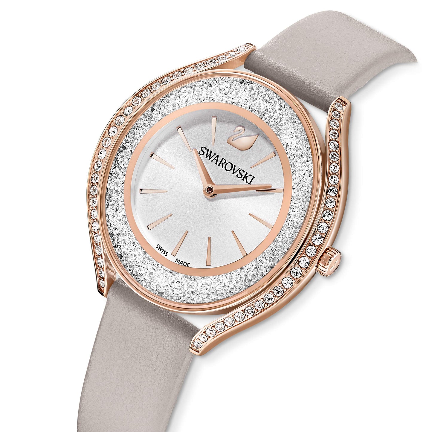 Swarovski Crystalline Aura Gray Leather Watch
