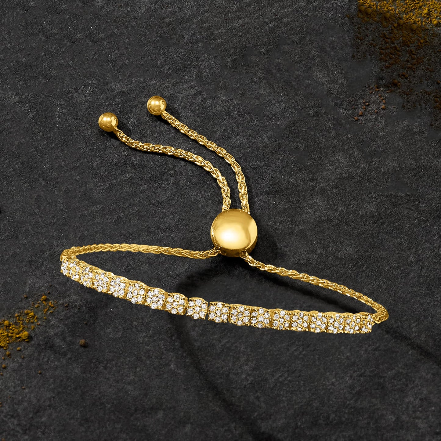 Ross-Simons 1.00 ct. t.w. Diamond Cluster Adjustable Bolo Bracelet in 18kt Gold Over Sterling (3.50 ct. t.w. Look)