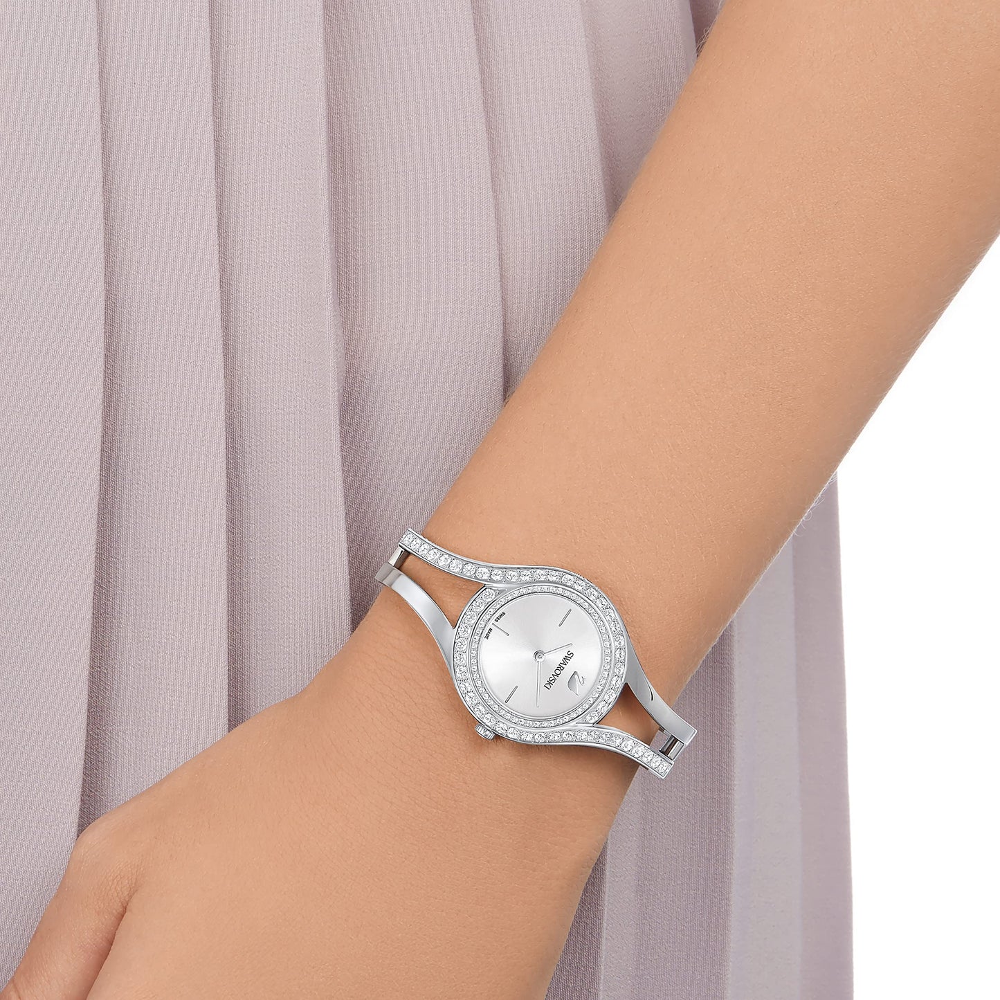 Swarovski Eternal Swiss-Made Watch with Crystal Sunray Dial and Silver-Tone Bracelet - 30mm